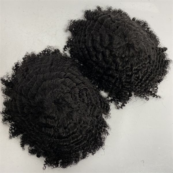 Sistemas de cabello humano virgen chino 1b # Color negro natural 10 mm Onda 8x10 Toupee Unidad de encaje completo para hombres negros