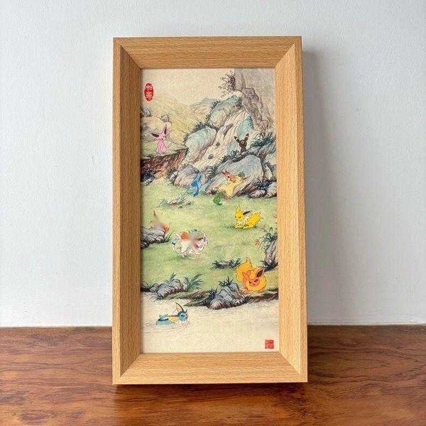 Elfe du vent chinois une famille de peinture de paysage table de table cadre photo en bois massif animation périphérique créative 2024 nouveau modèle 2403284