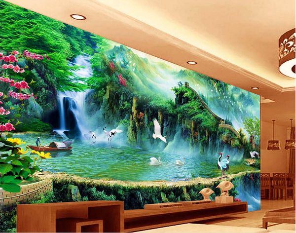 Vent chinois féerie Great Wall TV murale papier peint 3d papier peint 3d papiers peints pour la toile de fond tv