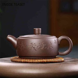 Théière chinoise Yixing Théières à filtre en argile violette Bouilloire de beauté à la main Fournitures de cérémonie du thé Cadeaux personnalisés 120 ml 210813