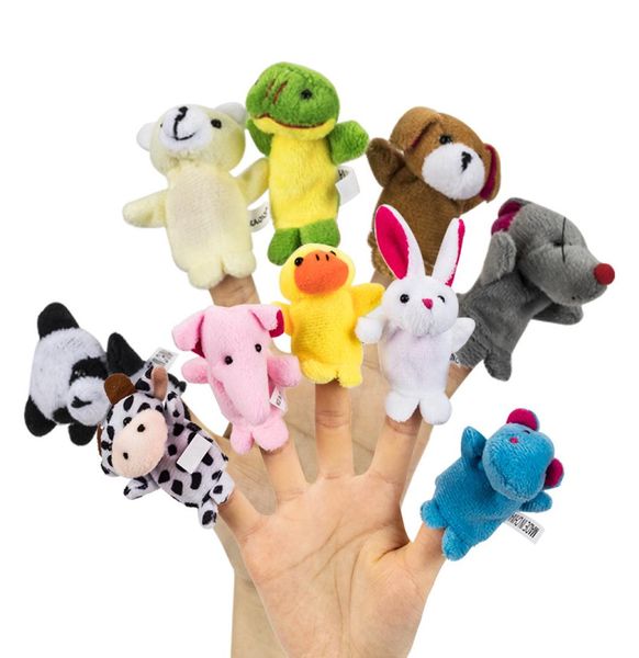 Zodiaque chinois 12 pcslot animaux dessin animé biologique doigt marionnette en peluche jouets bébé faveur doigt poupées C464392752