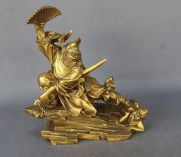 Chinois Cuivre Mythe Immortel Zhong Kui Chungkuel Dieu Atfrass Démon Diabon Statue