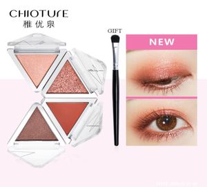 Chioture 4 colores Paleta de sombras de ojos Cosméticos Glitter Metallic Nude Green Orange Soft Professional Mini Shadow Kit2646698