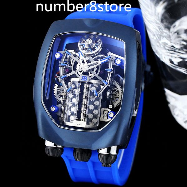 Chiron Tourbillon 16 cylindres moteur montre pour homme bleu JC montres automatique luxe surdimensionné montre-bracelet saphir cristal étanche 30 M 15 couleurs BG usine