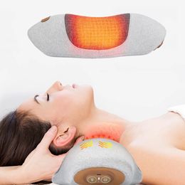 Calentamiento de almohada de tracción de cuello quiropráctico Vibrante masajeador para el cuello Relajas el dolor de la columna cervical Dolor de alivio Viajamiento al almohada 2312227