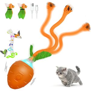 Gazouillis carotte chat jouets interactif roulement balle mouvement activer capteur automatique balle mobile jouets pour chats longue queue Teaser 240103