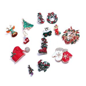 Broche de Noël mâle et femelle commune facile à assortir broches style Mti avec diamant joli cadeau décoration de Noël livraison directe Dhx8Y