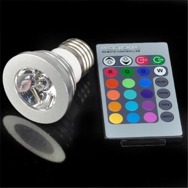 Projecteurs LED RGB E27 GU10 GU5.3 MR16, télécommande à couleur changeante, ampoule 5W, coque en aluminium, lumière intérieure 85-265v 12v