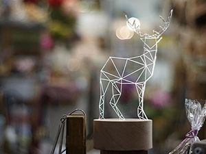 Veilleuses cadeaux de noël veilleuse LED 3D en bois de hêtre Style européen du nord forme de cerf intérieur et éclairage