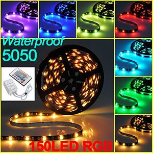 Bande lumineuse led de noël 150 leds 5m rgb étanche avec télécommande 24 touches dc 12v