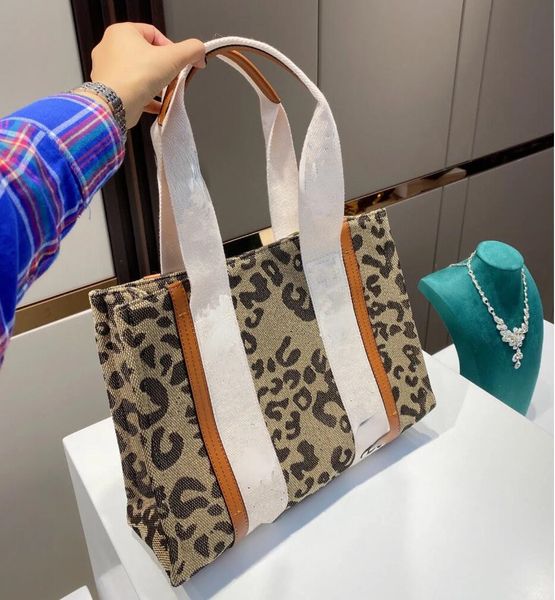 Sacs à bandoulière imprimé léopard à rayures, sacs à main décontractés, fourre-tout en toile de grande capacité pour femmes, sac à main japonais, sac de Shopping