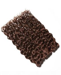 Paquetes de tejido de cabello humano indio marrón chocolate Tramas dobles mojadas y onduladas 3 paquetes 4 Extensiones de cabello humano ondulado de agua marrón oscuro 29391380