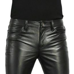 Choix PU Pantalon en cuir pour hommes Mode Rock Style Night Club Pantalons de danse Mens Faux Tox Slim Fit Skinny Motorcycle pantalon 240428