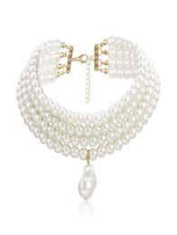 Ras du cou 10mm Imitation perle pendentifs colliers femmes mode trois couches à la main cou clavicule chaîne élégant et simple sauvage bead5776890