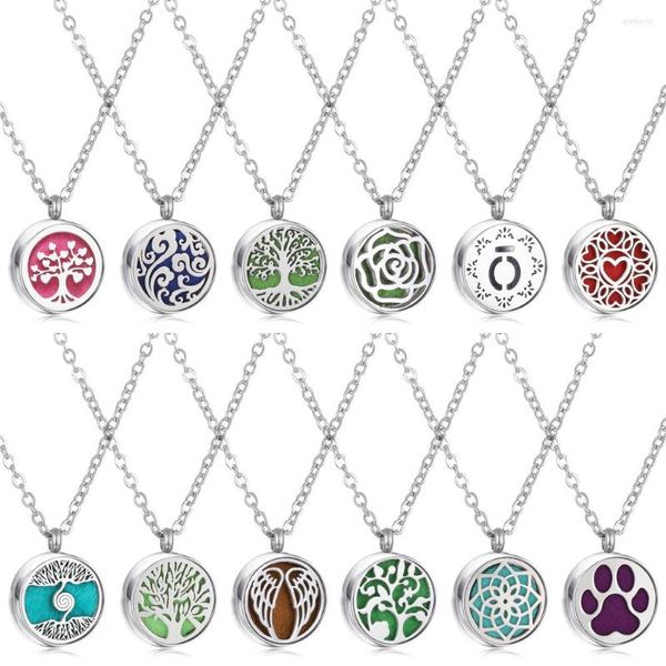 Tour de cou 10 pièces en gros en acier inoxydable collier Mini 12mm ouvert médaillon pendentif huiles diffuseur bijoux