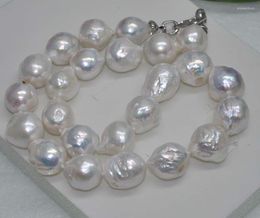 Collier ras du cou 12-14MM, véritable énorme collier de perles baroques blanches de la mer du sud, 18''