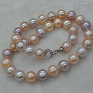 Choker 12mm Collier de perles d'eau douce multicolores naturelles rondes Q30292