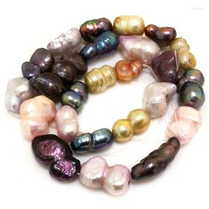Tour de cou 16 pouces 13-20mm multicolore en forme d'arachide baroque perle d'eau douce brin lâche