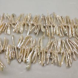 Tour de cou 16 pouces 15-20mm, perles de culture roses naturelles percées au centre, perles Biwa Keshi baroques, brin ample