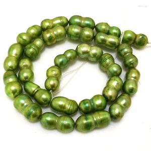 Choker 16 inch 9-10 mm groen groen zoetwaterbarokke pinda-vormige natuurlijke parel losse streng