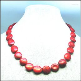 Collier ras du cou en corail, 1 pièce, cordes de perles, taille 14mm, longueur 17.5 pouces, pour femmes, vêtements
