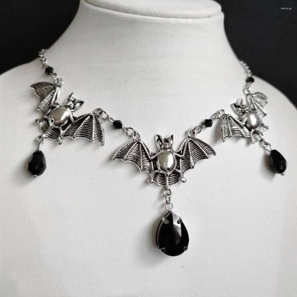 Choker 1pc Halloween Vampire Chauve-Souris Collier Avec Des Cristaux Rouges Sanglants Dames Gothique Punk Bijoux