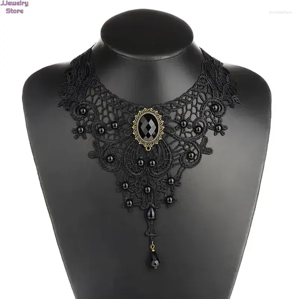 Collier ras du cou en dentelle noire pour femmes, 1 pièce, perles, Style Steampunk victorien, gothique, joli cadeau pour 3 Styles