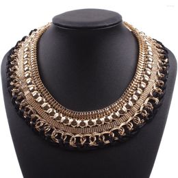 Choker 2022 Fashion Trendy String Traided Gold Chain Collier pour femmes Collier Couleur en alliage Bijoux en métal