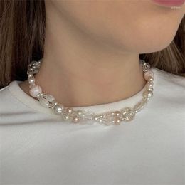 Choker 2022 Fashion Women Bohemian Double couche perles irrégulières perles épisser Collier Summer