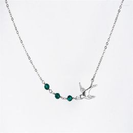 Choker 2022 Fashion Women Mother Birthstone Bird Zirkoon hanger ketting roestvrijstalen sleutelbeen ketting Moederdag