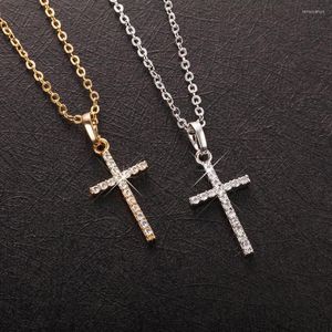 Choker 2022 Koreaanse mode hiphop sieraden gouden zilveren ketting kristal strass rhinestone cross hanger kettingen voor vrouwelijke mannen geschenken