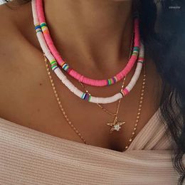 Tour de cou 2023 6mm 10 couleurs collier en argile polymère poterie douce coloré surfeur perles collier à la main Femme bijoux cadeaux