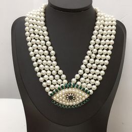 Tour de cou 2023 marque mode bijoux femmes Style Vintage perle chaîne grands yeux pendentifs collier fête Fine