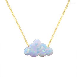 Gargantilla 2023 diseño forma de nube collar de ópalo para mujeres hecho a mano con cadena de acero inoxidable joyería de regalo de Navidad