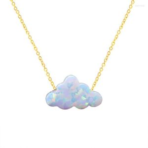 Tour de cou 2023 Design nuage forme opale collier pour femmes à la main avec chaîne en acier inoxydable cadeau de noël bijoux