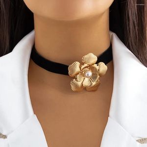 Collier ras du cou en velours noir pour femmes, élégant, à la mode, fleur de Rose, 2023