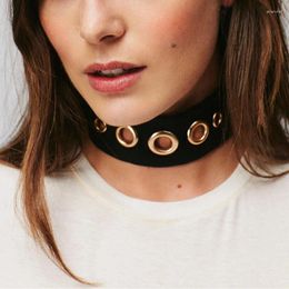 Collier ras du cou gothique Punk en Faux daim souple pour femmes, large collier en velours noir, à la mode, 2023