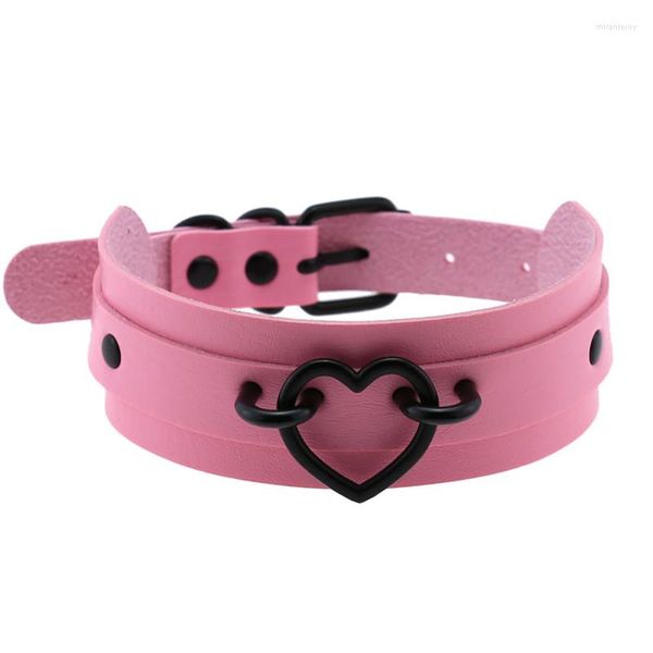 Gargantilla 2023 moda hecha a mano Boho Rosa corazón Metal Punk cuero Collar Rock gótico Collar Bondage discoteca joyería