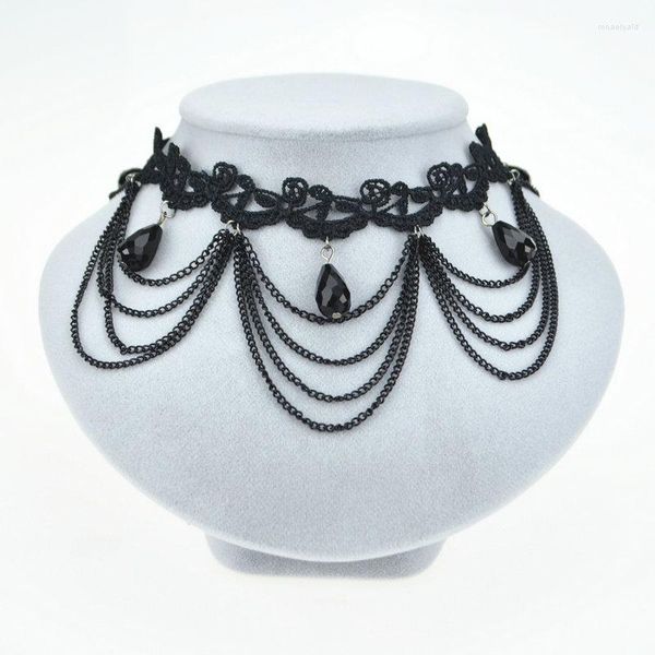 Tour de cou 2023 fait à la main en dentelle noire mode bijoux cadeau gothique colliers pour femmes collier Vintage Maxi collier accessoires