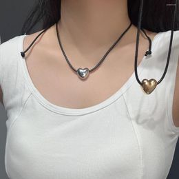 Choker 2023 Harajuku Love Heart Necklace for Women Vintage Titanium Steel Hip Hip Short Collarbone Chain Y2K Fashion Jewelry