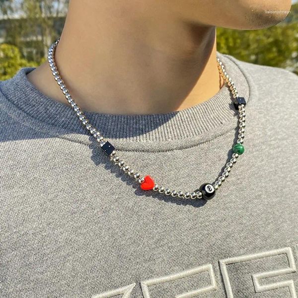 Gargantilla 2023, Collar con dados del número de la suerte para hombres, collares de cadena con cuentas pequeñas bohemias en el cuello, Collar de joyería de moda para mujeres