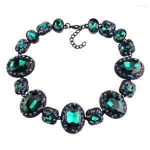 Choker 2023 Red Green Glass Crystal Statement ketting voor vrouwen sieraden etnische vintage grote kraag grote slabbetje