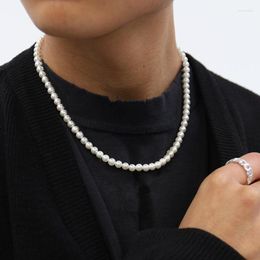 Choker 2023 Trendy Imitatie Parelsketting Mannen Temperament Simple Handmade Strand Bead for Jewelry Gift