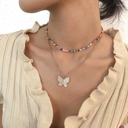Choker 2023 Vintage Schmetterling Schmuck Böhmischen Perlen Halskette Gold Ketten Kragen Aussage Halsketten Für Frauen Party Bijoux Geschenk