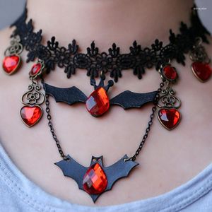 Gargantilla 2023, collar Vintage para mujer, encaje de murciélago, joyería de Halloween