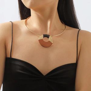 Collier ras du cou en bois Zvoijio pour femmes, 2023