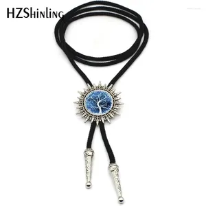 Collier ras du cou avec arbres colorés, Cowboy Bolo, Vintage, arbre de vie, cou coulissant en verre, bijoux Po, accessoire de chemise pour hommes et femmes, 2024