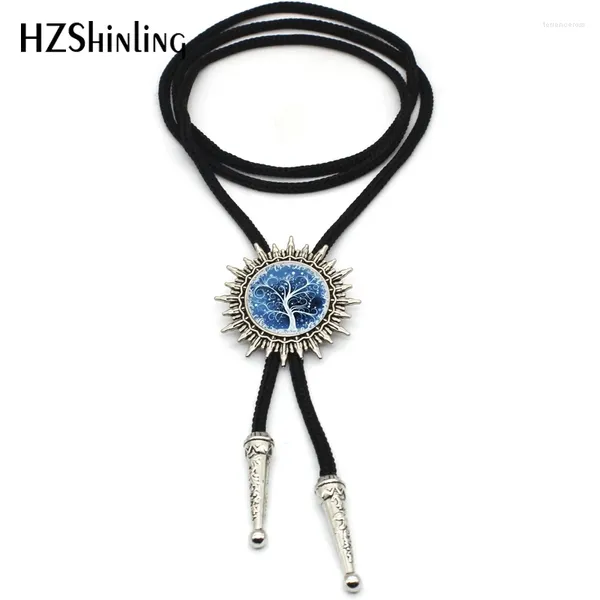 Gargantilla 2024 Árboles coloridos Vaquero Bolo Tie Vintage Árbol de la vida Cuello Diapositiva Vidrio Po Joyería Accesorio de la camisa para hombres y mujeres