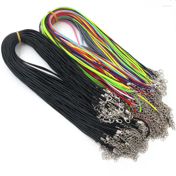 Gargantilla 20pcs/lote de cuero hecho a mano collar de cuerda trenzada colgantes hallazgos de langosta cable