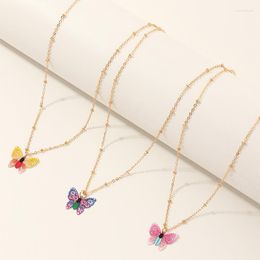 Choker 3 Sets Fashion Simulation Kleurrijke holle vlinder Pendant ketting voor vrouwen Girls Ins Style Cute Party Sieraden